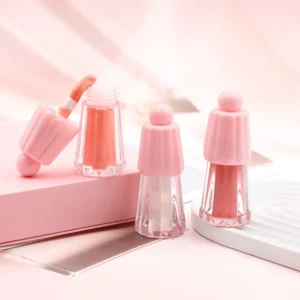 Private Label No Logo Glitter Peptide Lip Gloss, Jelly Big Brush Head Lip Oil Hydrating Lip Line Reducing Care