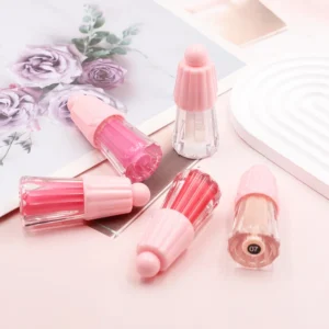 Private Label No Logo Glitter Peptide Lip Gloss, Jelly Big Brush Head Lip Oil Hydrating Lip Line Reducing Care