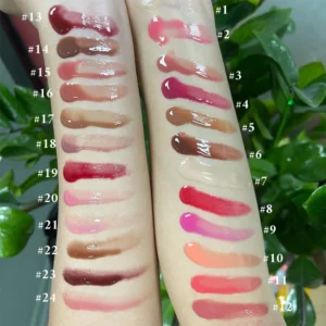 Private Label No Logo Glitter Peptide Lip Gloss, Jelly Big Brush Head Lip Oil Hydrating Lip Line Reducing Care