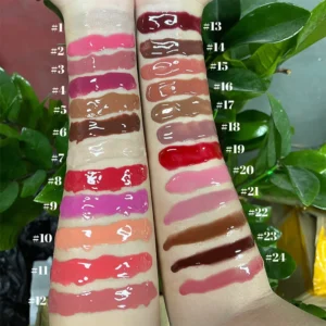 Private Label No Logo Glitter Peptide Lip Gloss, Jelly Big Brush Head Lip Oil Hydrating Lip Line Reducing Care