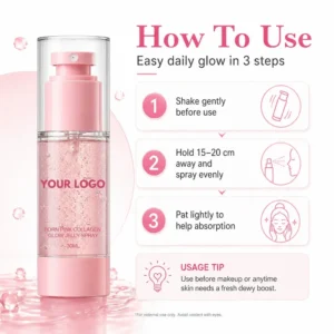 Private Label No Logo Pink Jelly Makeup Setting Spray, Hydrating Matte Long-lasting Makeup Fixer