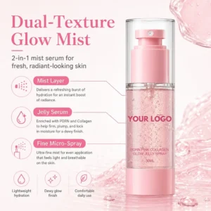 Private Label No Logo Pink Jelly Makeup Setting Spray, Hydrating Matte Long-lasting Makeup Fixer
