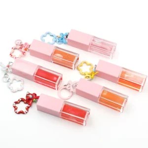 Private Label No Logo Plumping Lip Oil with Keychain Pendant, Hydrating Lip Oil DIY Creative Charm Makeup