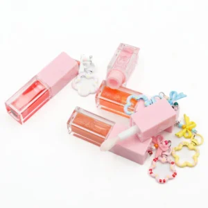 Private Label No Logo Plumping Lip Oil with Keychain Pendant, Hydrating Lip Oil DIY Creative Charm Makeup