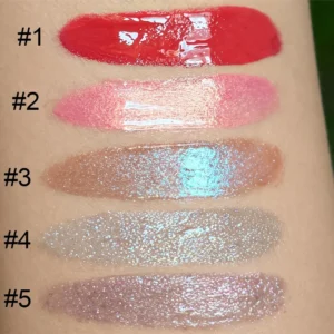 Private Label No Logo 15ml 5 Shades Lip Gloss with Massage Tip, Hyaluronic Acid & Ceramide Hydrating Lip Makeup
