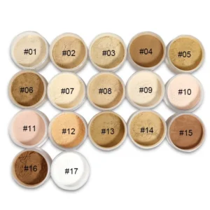 17 Shades Loose Powder with Puff, Oil Absorbing Brightening Long Lasting Setting Powder