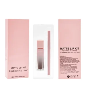 Private Label No Logo Lip Gloss & Lip Liner Kit, Matte Waterproof Non-transfer Complete Lip Makeup Set
