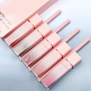 Private Label No Logo Lip Gloss & Lip Liner Kit, Matte Waterproof Non-transfer Complete Lip Makeup Set