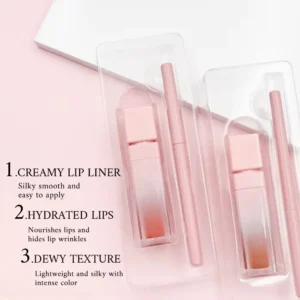 Private Label No Logo Lip Gloss & Lip Liner Kit, Matte Waterproof Non-transfer Complete Lip Makeup Set