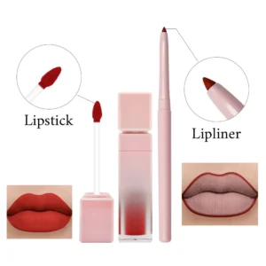 Private Label No Logo Lip Gloss & Lip Liner Kit, Matte Waterproof Non-transfer Complete Lip Makeup Set