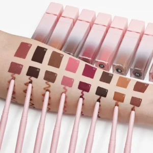 Private Label No Logo Lip Gloss & Lip Liner Kit, Matte Waterproof Non-transfer Complete Lip Makeup Set