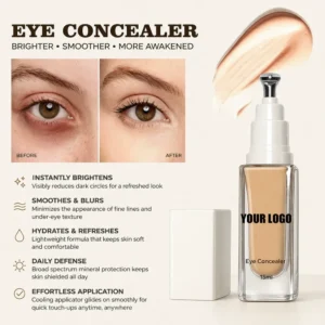 15ml Private Label No Logo 7 Shades Matte Under Eye Liquid Concealer with Zinc Alloy Applicator Tip, Full Coverage Spot Concealing Eye Makeup Cosmetic