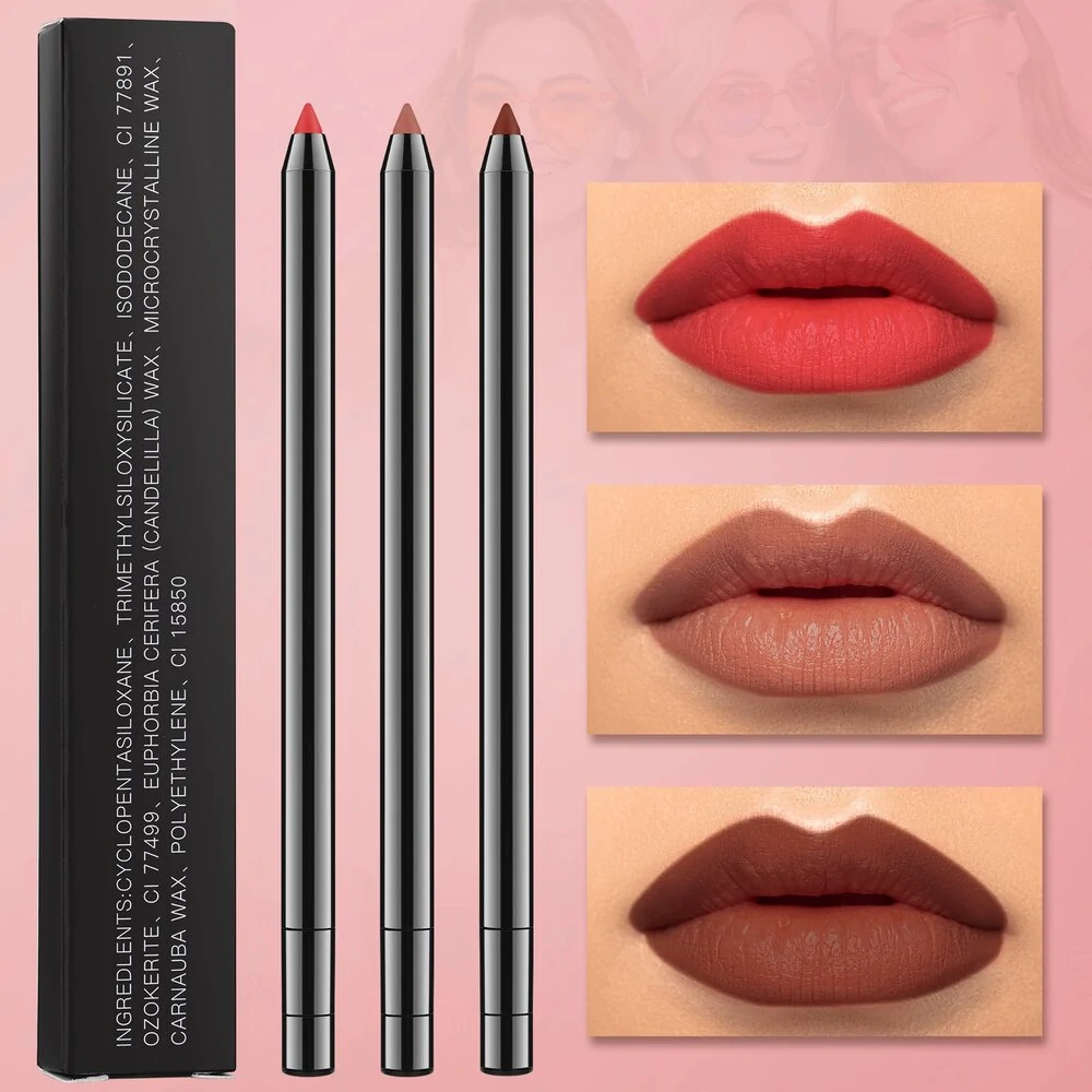 Private Label No Logo Waterproof Matte Nude Lip Liner, Fade Resistant Lip Contour Pencil Ideal for COSplay Daily Lip Makeup for Women