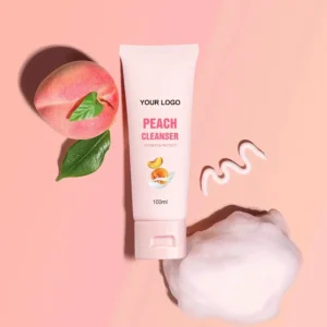 Private Label No Logo Peach Facial Cleanser, Deep Cleansing Hydrating Moisturizing Foam Wash for Daily Skin Care