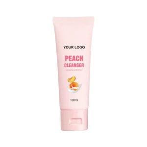Private Label No Logo Peach Facial Cleanser, Deep Cleansing Hydrating Moisturizing Foam Wash for Daily Skin Care