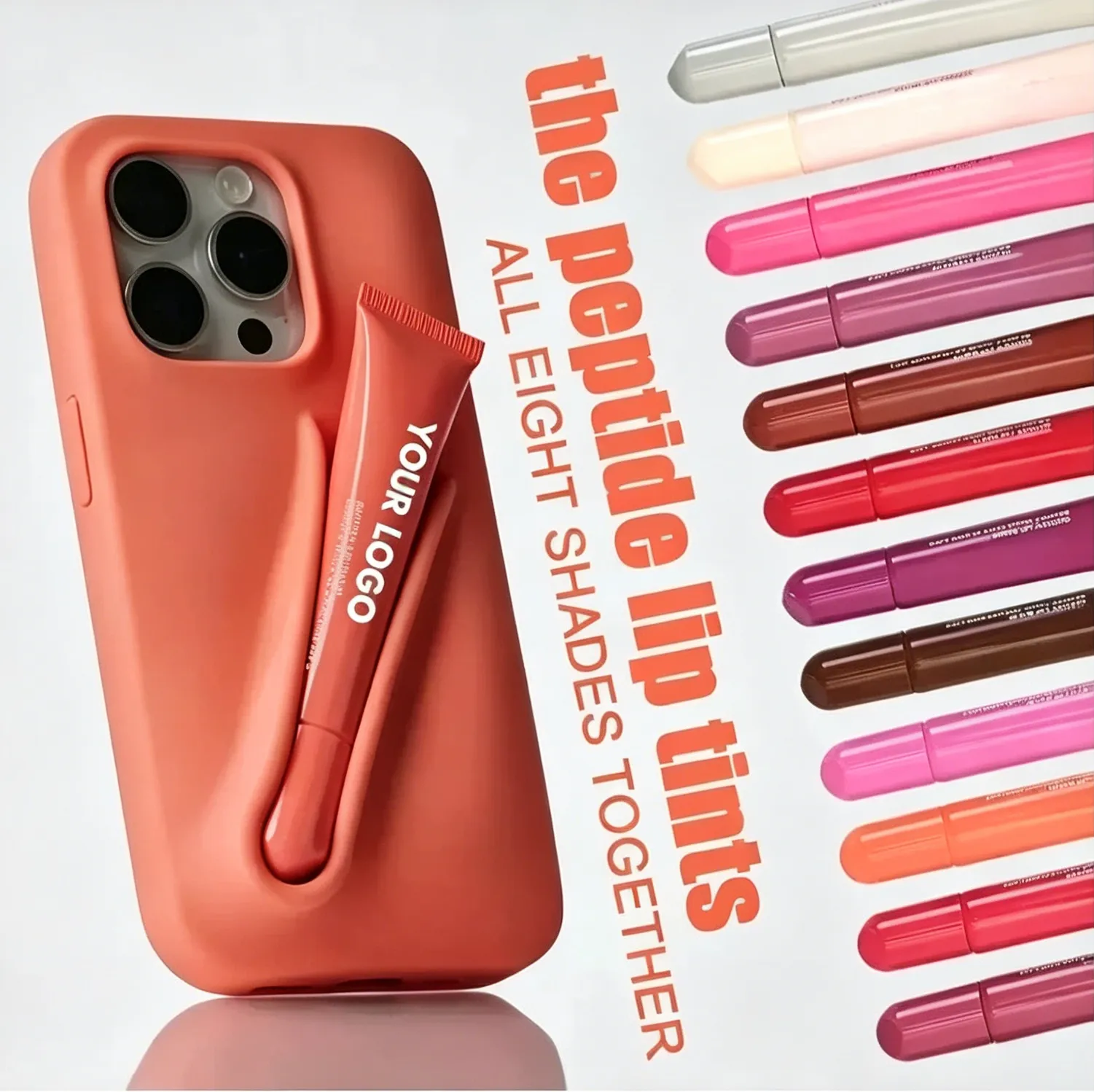 Private Label No Logo 8 Shades Peptide Liquid Lip Gloss, Water Shine Plumping Lip Tint Hydrating Moisturizing Lip Oil Daily Lip Cosmetic