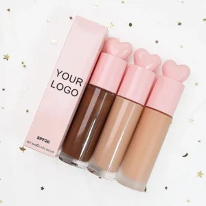 Private Label No Logo 30ml Pink Heart Bottle Foundation, Press Type Concealer Moisturizing Long Lasting Hydrating Makeup