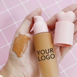Private Label No Logo 30ml Pink Heart Bottle Foundation, Press Type Concealer Moisturizing Long Lasting Hydrating Makeup