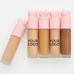Private Label No Logo 30ml Pink Heart Bottle Foundation, Press Type Concealer Moisturizing Long Lasting Hydrating Makeup