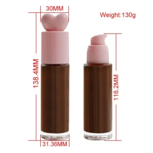 Private Label No Logo 30ml Pink Heart Bottle Foundation, Press Type Concealer Moisturizing Long Lasting Hydrating Makeup