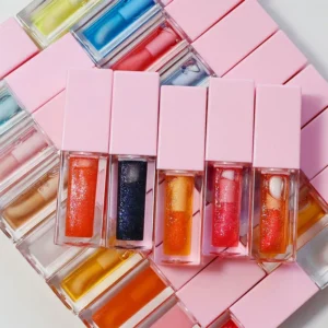 Private Label No Logo Plant Based Color Changing Lip Oil, Hydrating Plumping Glossy Lip Balm for Dudu Lips Lip Care