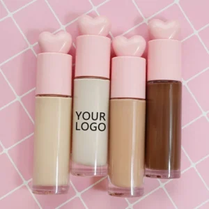 Private Label No Logo 30ml Premium Pink Heart Foundation, Press Type Concealer Long Lasting Hydrating Makeup