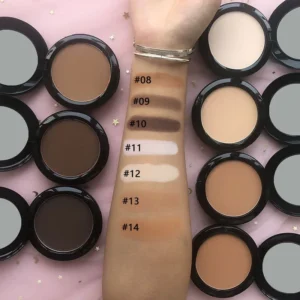 Private Label No Logo Pressed Powder with Puff, Brightening Contour Concealer Long Lasting Face Setting Powder