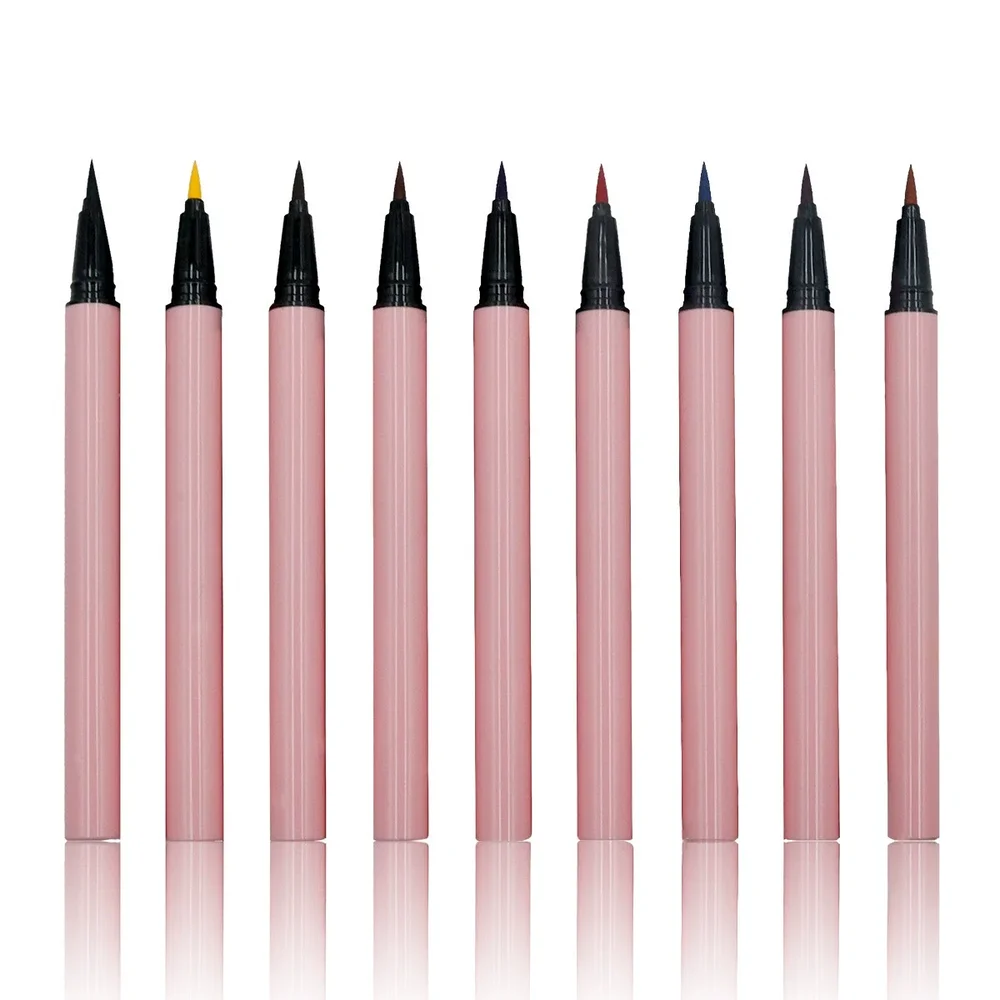 Private Label No Logo Quick Dry Cotton Core Eyeliner, Waterproof Non-smudging Neon Liquid Eyeliner Pen
