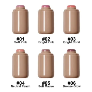 Private Label No Logo Retractable Pocket Blush Stick, 2 In 1 Lip & Cheek Dual Use Cream Blush