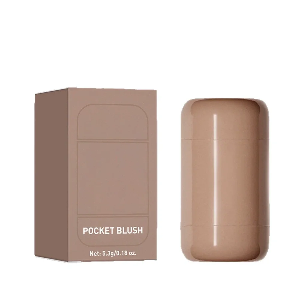 Private Label No Logo Retractable Pocket Blush Stick, 2 In 1 Lip & Cheek Dual Use Cream Blush