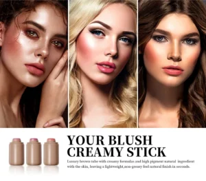 Private Label No Logo Retractable Pocket Blush Stick, 2 In 1 Lip & Cheek Dual Use Cream Blush