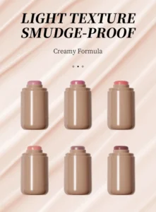 Private Label No Logo Retractable Pocket Blush Stick, 2 In 1 Lip & Cheek Dual Use Cream Blush