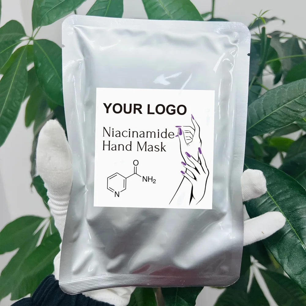 Private Label No Logo Rose Cat Claw Hand Mask with Niacinamide, Hydrating Nourishing Moisturizing Gloves for Hand Care