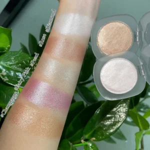 Private Label No Logo Cream Highlighter & Contour Palette, Shimmer Diamond Glitter Face Brightening Nose Shadow Makeup