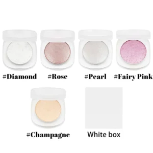 Private Label No Logo Cream Highlighter & Contour Palette, Shimmer Diamond Glitter Face Brightening Nose Shadow Makeup