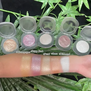 Private Label No Logo Cream Highlighter & Contour Palette, Shimmer Diamond Glitter Face Brightening Nose Shadow Makeup