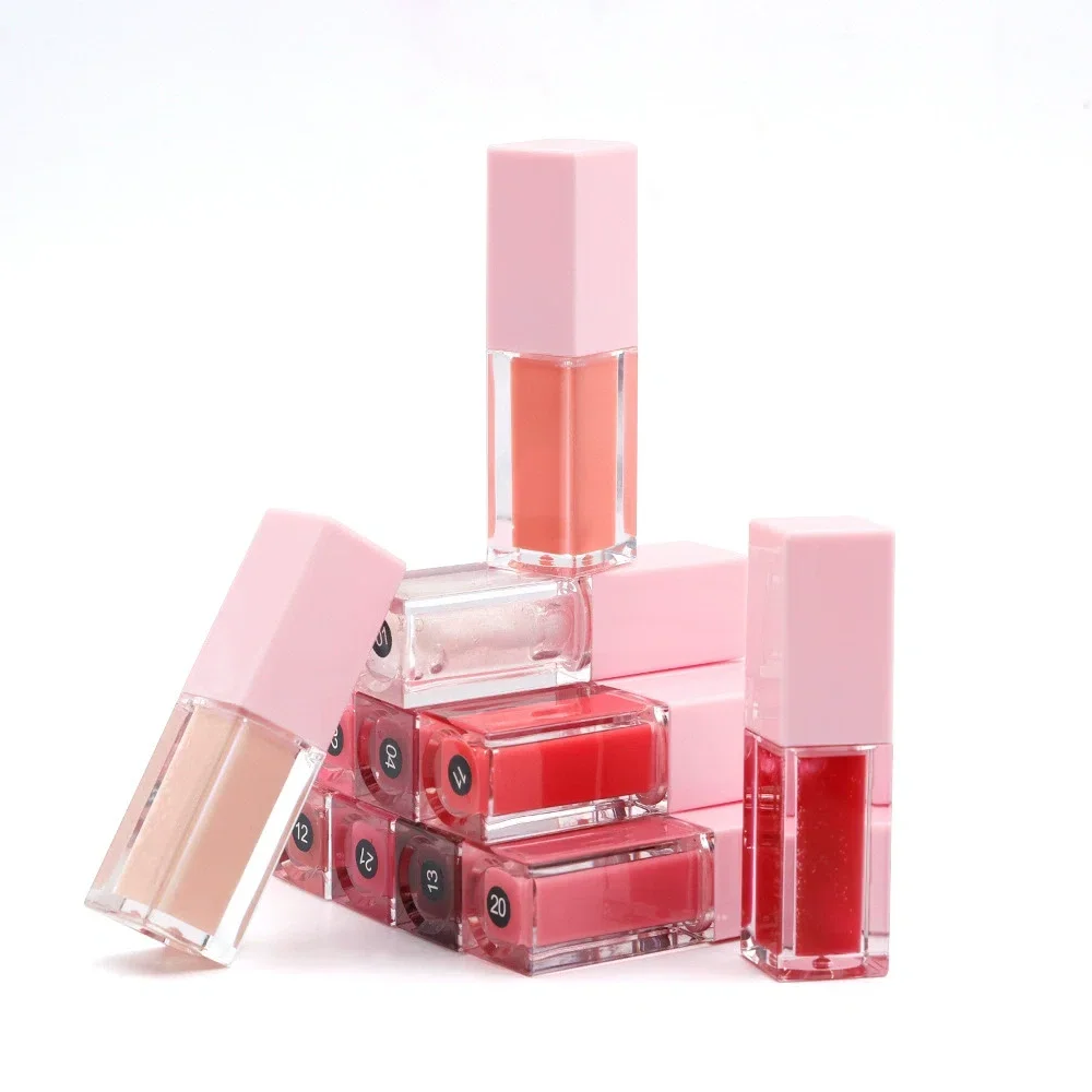 Private Label No Logo Moisturizing Lip Balm & Lip Gloss, Shimmer Glossy Nourishing Lip Makeup Cosmetics