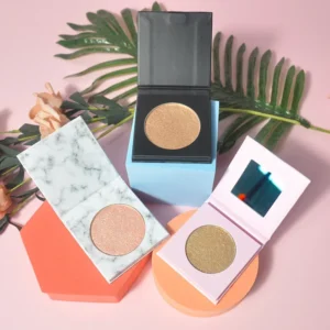 Private Label No Logo Single Marble Cream Highlighter, Sparkling Glitter Natural Face Brightening Makeup