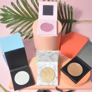 Private Label No Logo Single Marble Cream Highlighter, Sparkling Glitter Natural Face Brightening Makeup