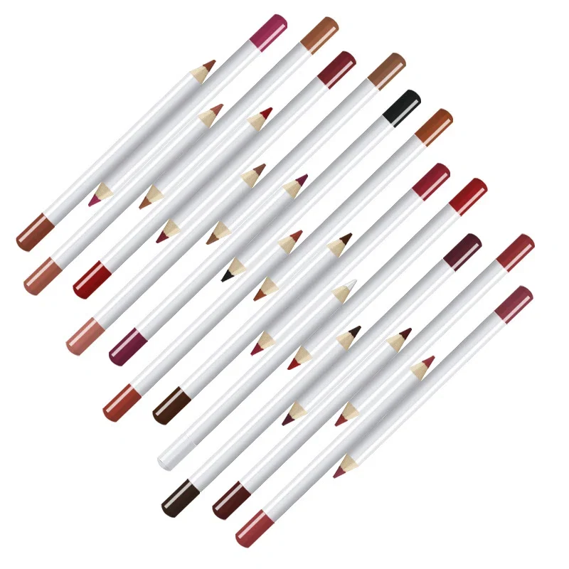 Private Label No Logo Matte Wooden Lip Liner, Smooth Easy Pigment Long Lasting Lipstick Pencil
