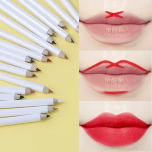 Private Label No Logo Matte Wooden Lip Liner, Smooth Easy Pigment Long Lasting Lipstick Pencil