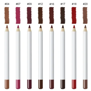 Private Label No Logo Matte Wooden Lip Liner, Smooth Easy Pigment Long Lasting Lipstick Pencil