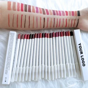 Private Label No Logo Matte Wooden Lip Liner, Smooth Easy Pigment Long Lasting Lipstick Pencil