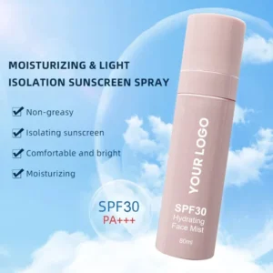Private Label No Logo Refreshing Setting Spray SPF30, 60ml/80ml/100ml Hydrating Long Wear Makeup Finishing Spray