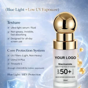 Private Label No Logo SPF50+ Protective Isolation Cream, Nourishing Skin Care Primer for Indoor Daily Protection