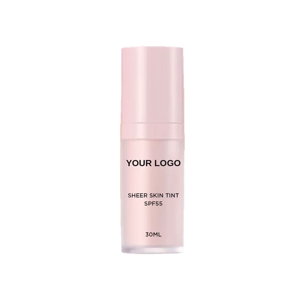 Private Label No Logo 14 Shades SPF55 Sheer Skin Tint, Hydrating Moisturizing Sun Protection Lightweight Face Cream for Daily Facial Skin Care