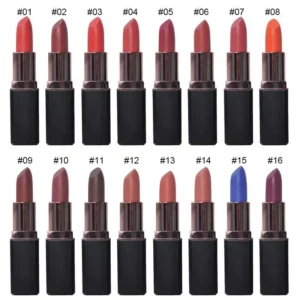 Private Label No Logo Matte Square Tube Lipstick, White & Black Tube Non-transfer Lip Color for Export