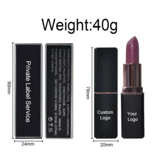 Private Label No Logo Matte Square Tube Lipstick, White & Black Tube Non-transfer Lip Color for Export