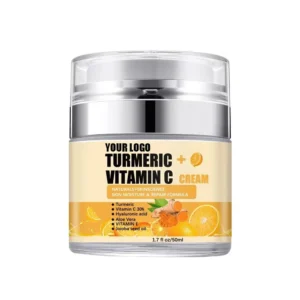 Private Label No Logo Turmeric Skin Care Set, Turmeric & VC Moisturizing Facial Cream with 2 Pcs Facial Mask