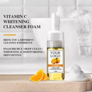 120ml Private Label No Logo VC Foam Cleansing Mousse, Dual Function Makeup Remover & Facial Wash Hydrating Daily Facial Cleanser
